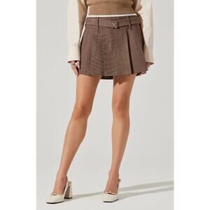 ASTR The Label Eirwen Pleated Mini Skirt - S - Brown
